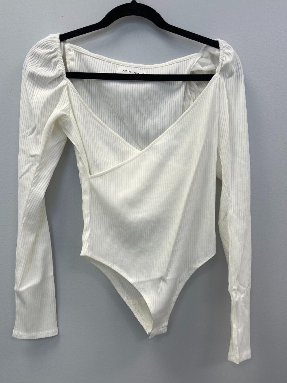 Lani the Label Rib Knit Long-Sleeve Bodysuit in White - Small - NWT
